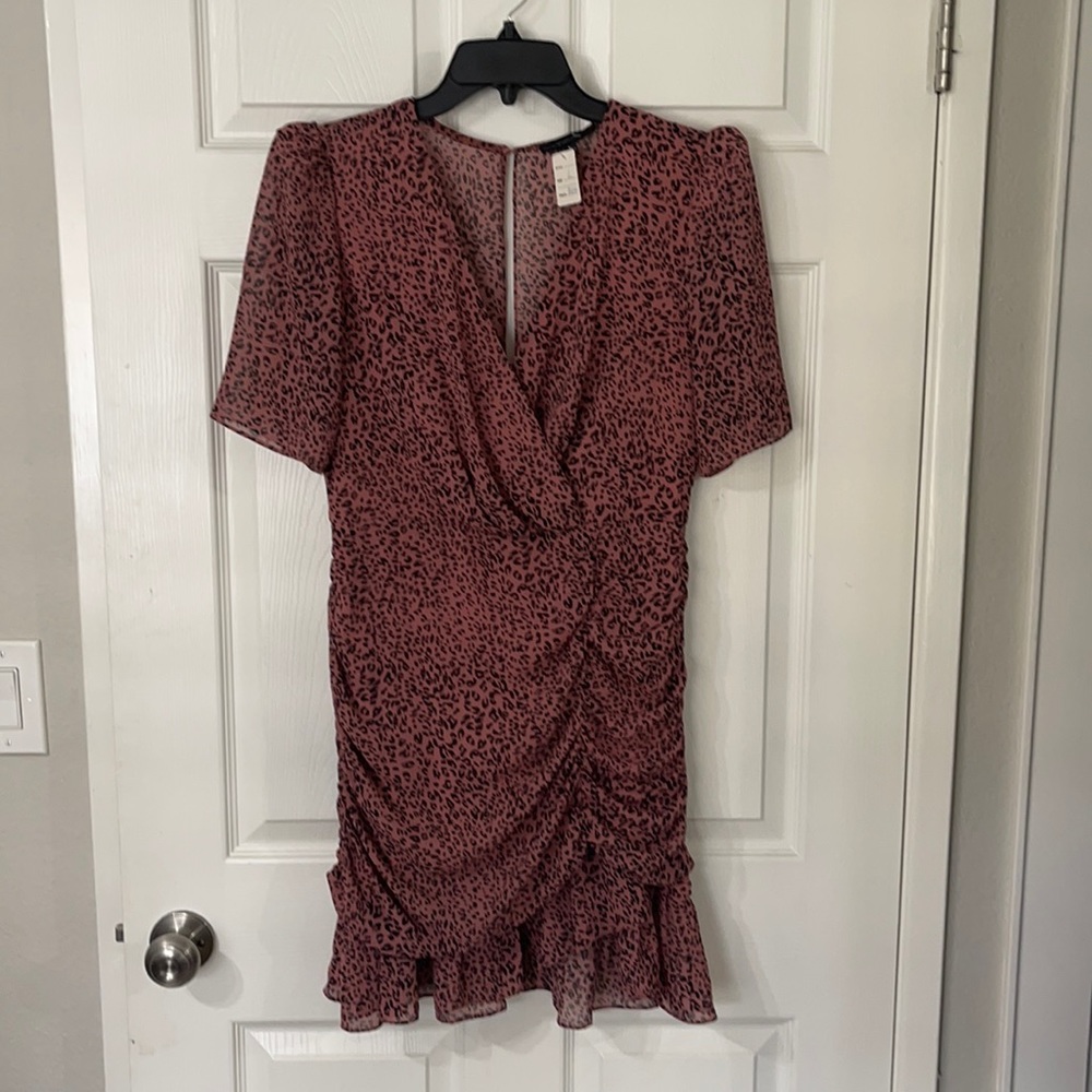 Pink leopard print mini dress
